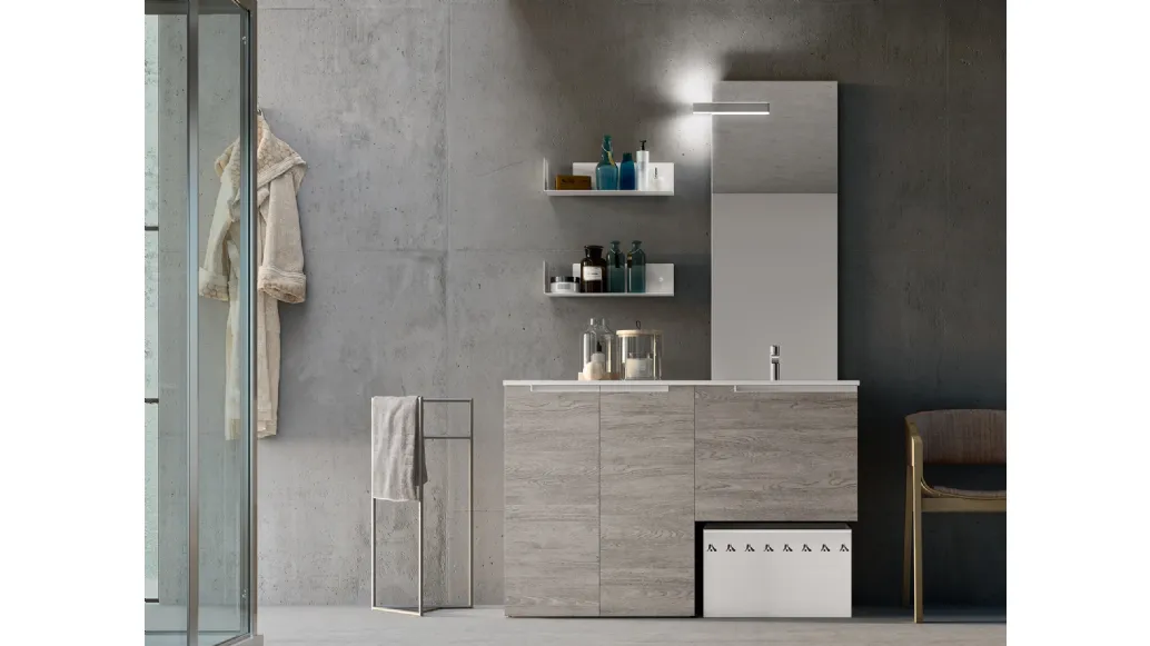 Mobile da Bagno per lavanderia in melaminico Sablè Grey Start Wash 01 di Ardeco