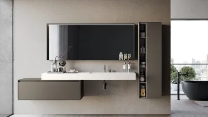 Mobile da Bagno sospeso in laccato opaco grigio Traccia 01 di Birex