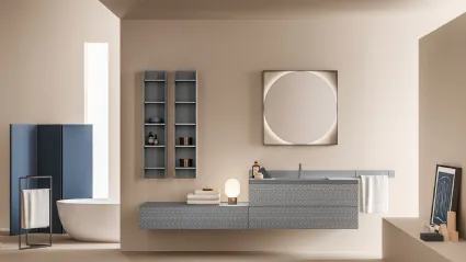 Mobile da Bagno in laccato Grigio Cenere opaco con serigrafia Vintage 05 Neutral Shades di Ardeco