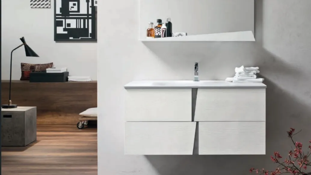 Mobile da Bagno Wector in melaminico Olmo Gesso e HPL Cemento 14 di Ardeco