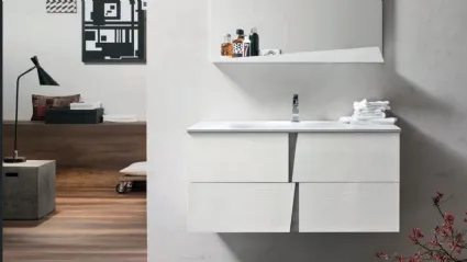 Mobile da Bagno Wector in melaminico Olmo Gesso e HPL Cemento 14 di Ardeco