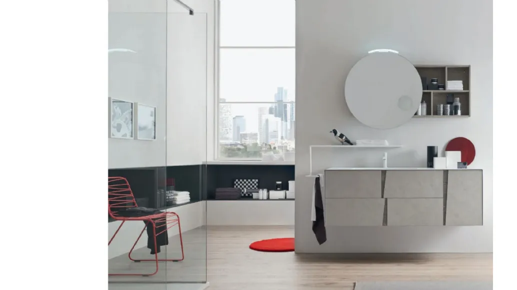 Mobile da Bagno sospeso in melaminico Malta Grigio Wector 16 di Ardeco