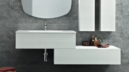 Mobile da Bagno sospeso in melaminico Olmo Gesso Wind 56 di Ardeco