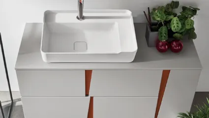 Mobile da Bagno in laccato Grigio Londra opaco con maniglie in laccato Mattone opaco Wector 07 di Ardeco