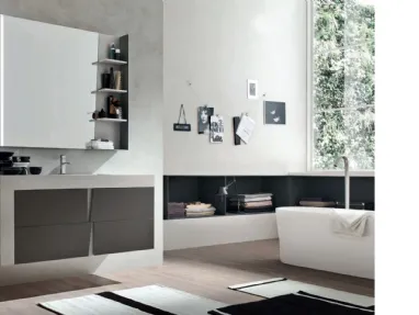 Mobile da Bagno in melaminico Ecomalta Grigio e laccato Piombo opaco Wector 13 di Ardeco