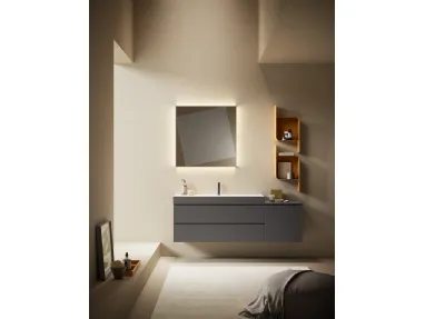 Mobile da Bagno sospeso Yang 03 in laccato Piombo opaco di Ardeco