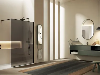 Mobile da Bagno sospeso Yang 05 in laccato Roccia opaco di Ardeco