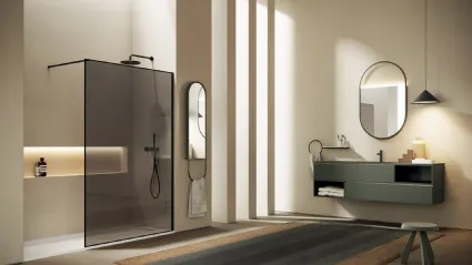 Mobile da Bagno sospeso Yang 05 in laccato Roccia opaco di Ardeco