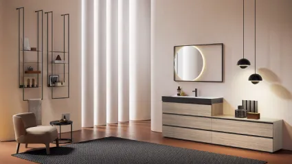 Mobile da Bagno a terra Yang 06 in melaminico Noce Miele di Ardeco