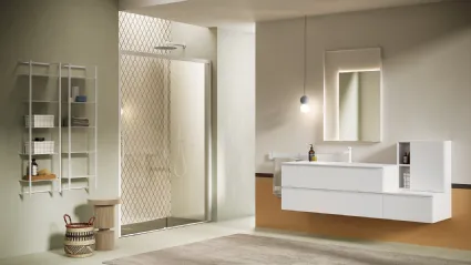 Mobile da Bagno sospeso Yang 10 in laccato Bianco opaco di Ardeco