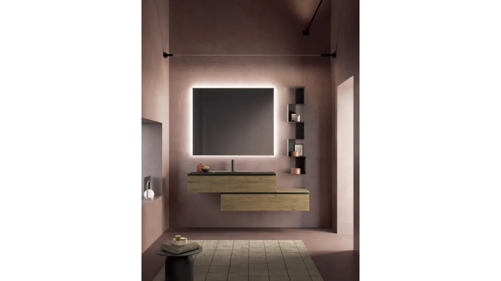 Mobile da Bagno Yang 11 in melaminico Nodato Miele di Ardeco