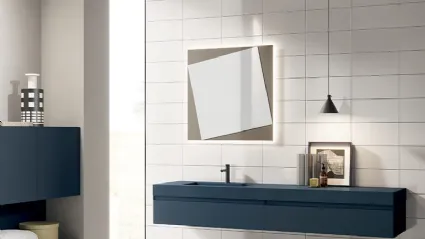 Mobile da Bagno sospeso Yoko 08 in laccato Blu Notte opaco di Ardeco