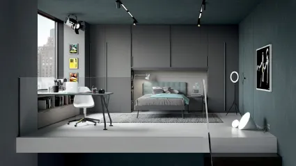 Cameretta soppalcata in laccato opaco Alpha Armadio a Ponte C09 di Doimo Cityline