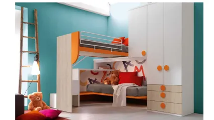 Cameretta in melaminico Alpha Letto a Soppalco E010 di Doimo Cityline