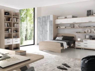 Cameretta componibile con armadio ad ante personalizzabili con stampa decorativa Composizione EN04 di S75