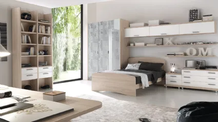 Cameretta componibile con armadio ad ante personalizzabili con stampa decorativa Composizione EN04 di S75