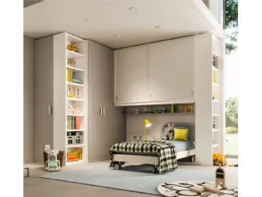 Cameretta a ponte angolare con colonna libreria Composizione-EN85 S75