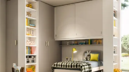 Cameretta a ponte angolare con colonna libreria Composizione-EN85 S75