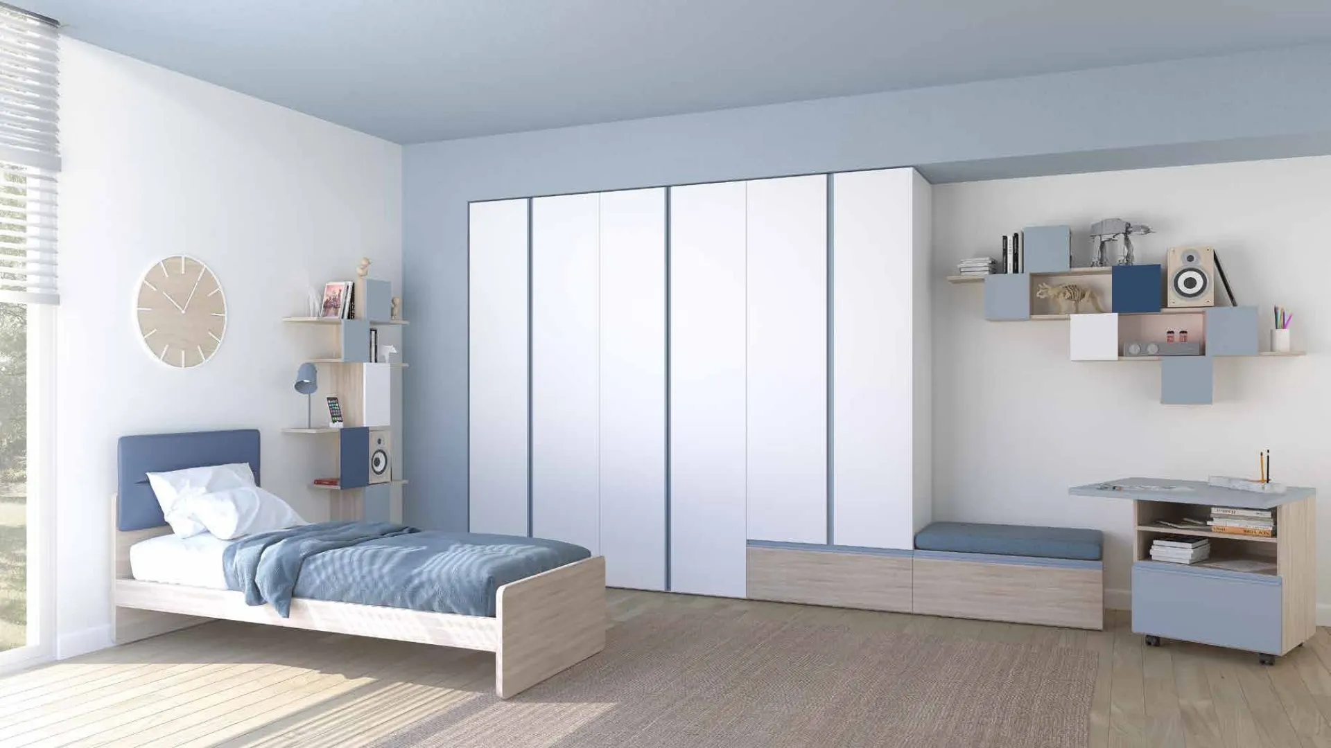 Cameretta angolare Alpha Letto a Soppalco G030 di Doimo Cityline