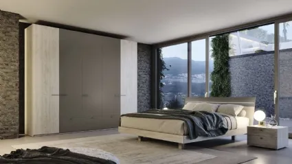 Comodino Basic Box in rovere fiammato e laccato grey di S75