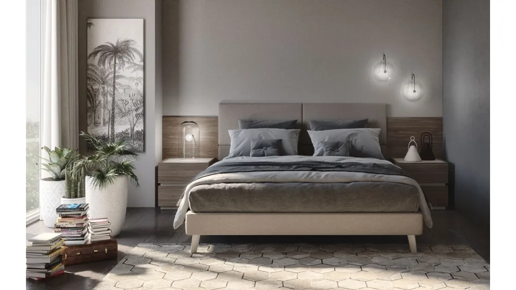 Comodino in finitura noce e beige Cuby di S75