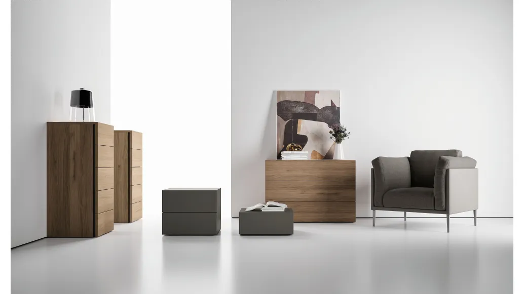 Gruppo Notte Brand in melaminico effetto legno o laccato di Spagnol Mobili