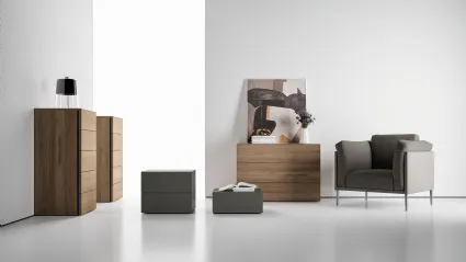 Gruppo Notte Brand in melaminico effetto legno o laccato di Spagnol Mobili