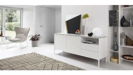 Comò York in laccato Bianco opaco con top in ceramica di Calligaris