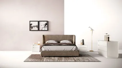 Letto rivestito in velluto con testiera A02 Velvet e Omega di Mercantini