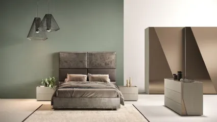 Letto con testiera importante in tessuto B02 Puzzle e Omega di Mercantini