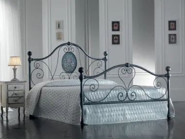 Letto Caterina in ferro battuto finitura Nero decorato a mano di Florentiabed