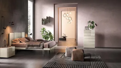 Letto in legno con testiera E03 Spot e Alfa di Mercantini