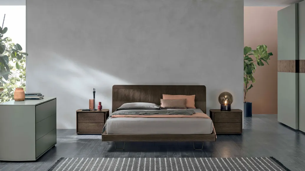 Letto in Rovere con decoro rigato Frame di Tomasella