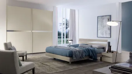 Letto con testiera in melaminico olmo light Infinity Sirio di S75