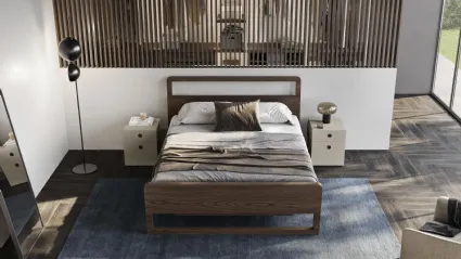 Letto in legno con testiera e box contenitore sollevato da terra Feel di Fimar