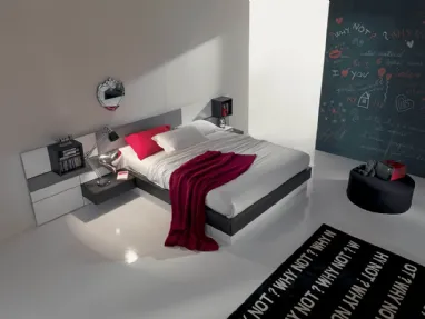 Letto in legno con testiera a boiserie modulare Plan di Fimar