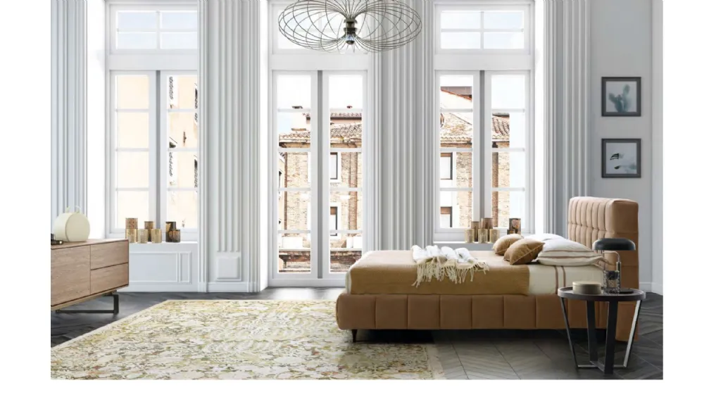 Letto matrimoniale imbottito con testiera trapuntata Orazio di Le Comfort