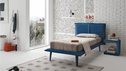 Letto singolo Itaca con testiera in tessuto imbottito di Target Point