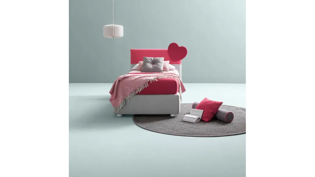 Letto singolo in tessuto con testiera a cuore Plain di Bside