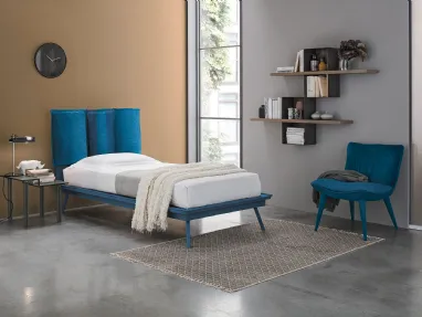 Letto singolo con testiera in tessuto imbottito Santorini di Target Point