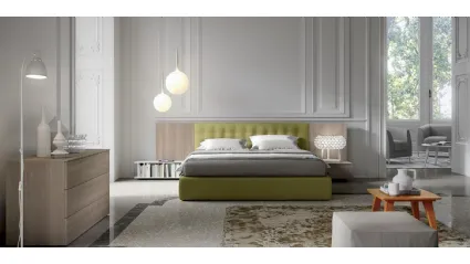 Letto Line Inca Gold con boiserie rivestita tessuto di Spagnol Mobili