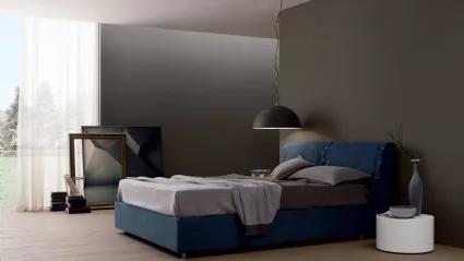 Letto in tessuto imbottito con testiera London di Spagnol Mobili