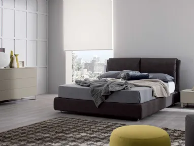 Letto in pelle con box contenitore Spazio di Spagnol Mobili