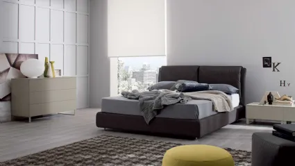 Letto in pelle con box contenitore Spazio di Spagnol Mobili