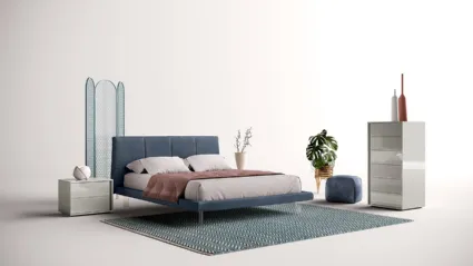 Letto in tessuto con testiera T02 Sirus e Sigma di Mercantini