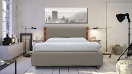 Letto matrimoniale con testiera Tessuto Casentino Tessuto Casentino Ecrù Arancio di Florentiabed