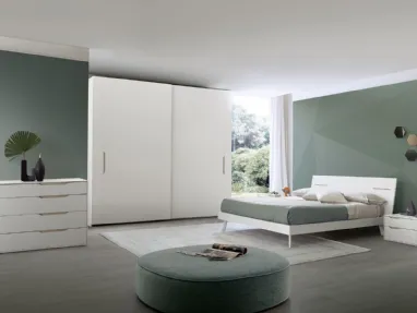 Letto finitura bianco opaco con testiera Time Led di S75