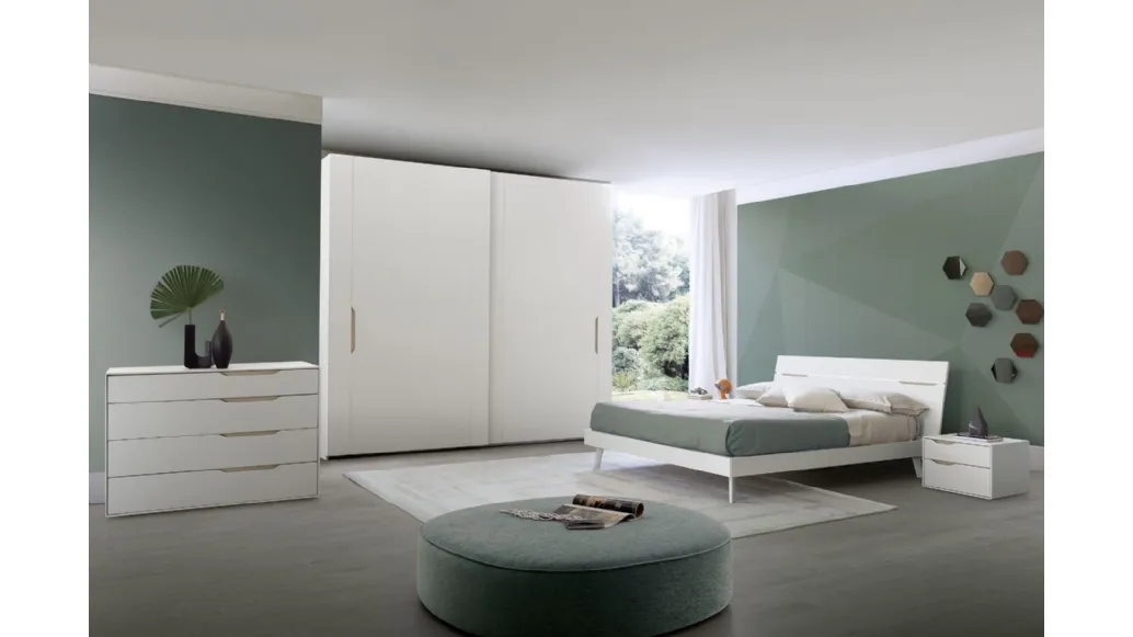 Letto finitura bianco opaco con testiera Time Led di S75