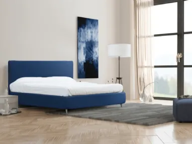 Letto imbottito in ecopelle Blu Verna di Florentiabed