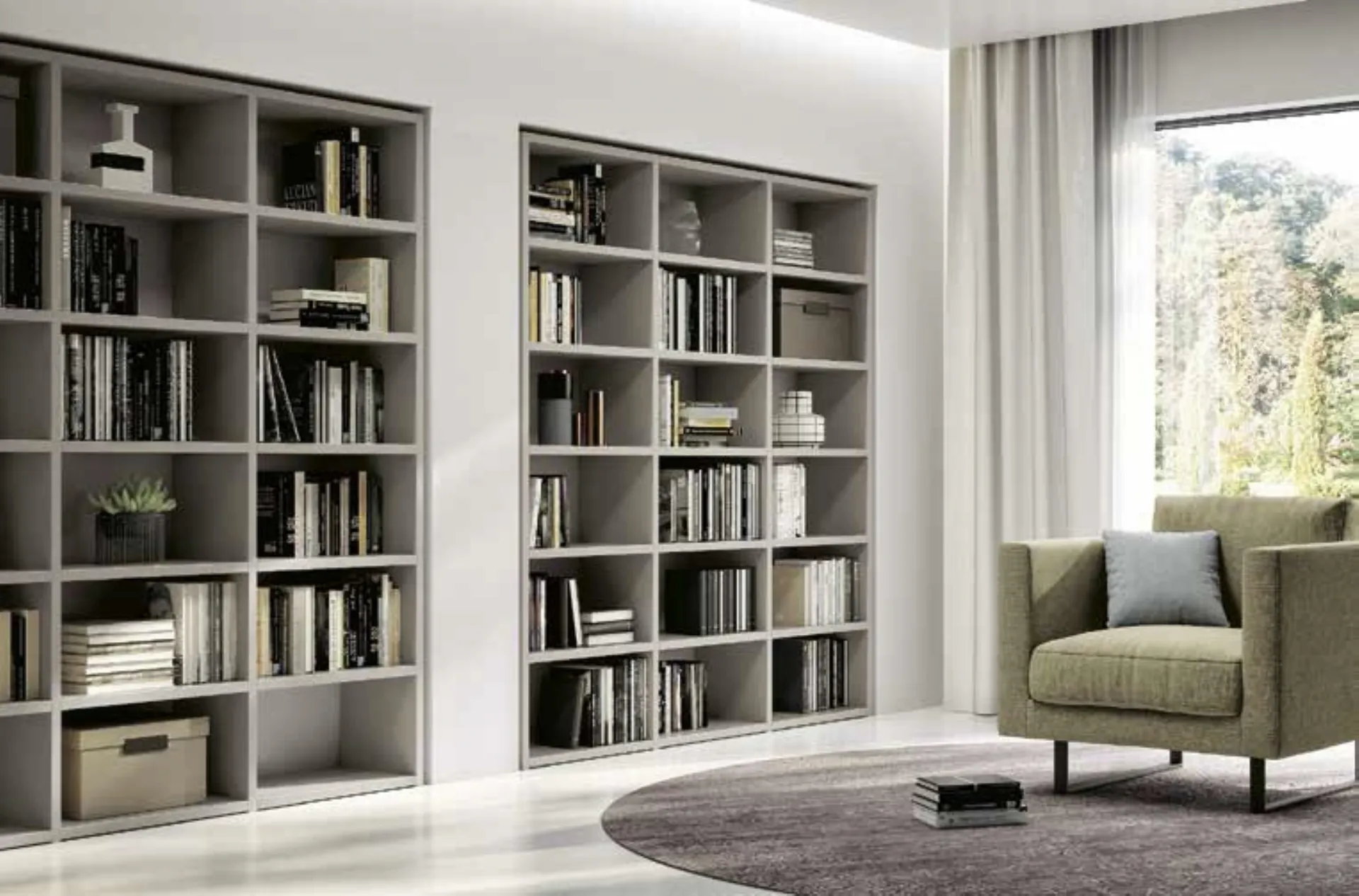 Libreria incassata a muro Bookcase 01 di Spagnol Mobili